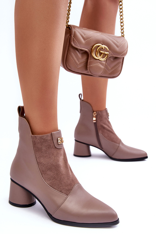 Kožené Boty Na Podpatku SBarski MR870-96 Bežové