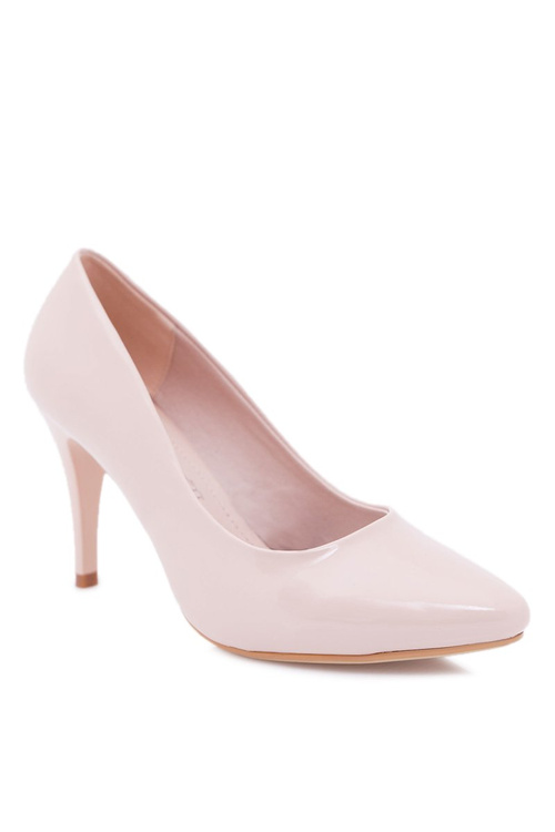 Dámske vysoké podpätky Sergio Leone lakované béžové grécke