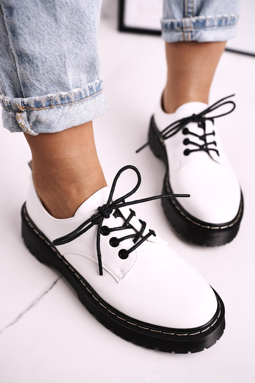 Dámské Klasické Panofle Oxfordky Na Platformě S.Barski HX62 Bile