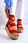 Dámské vázané sandály na platformě Červené Amrillo