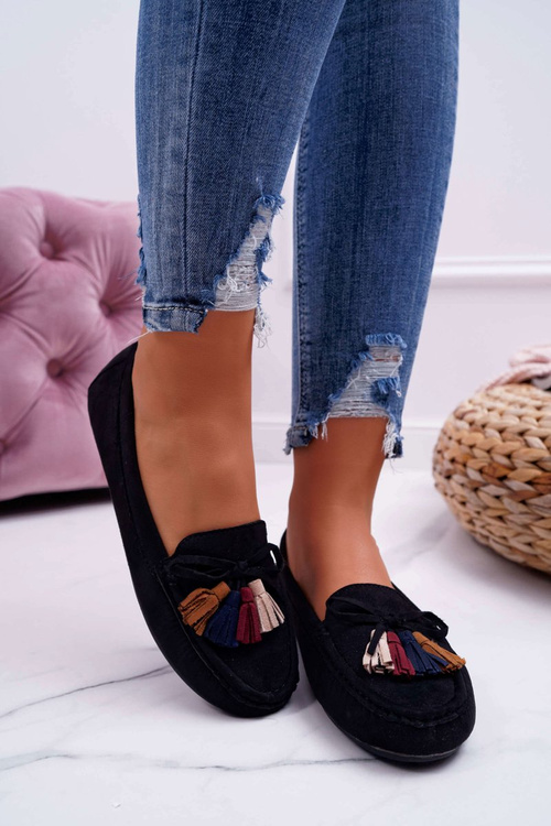 Ženské mokasíny semišové čierne S.Barski A199 Mohabe