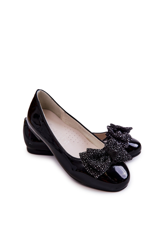 Dětské lakované balerínky s mašlí Černe Zolly