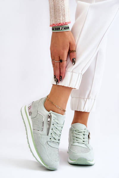 Dámske športové topánky s dekoratívnym zeleným hradom Adrea