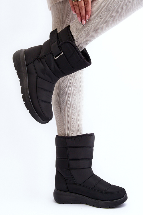 Dámske zimné topánky na suchý zips s podšívkou Čierne Jawora