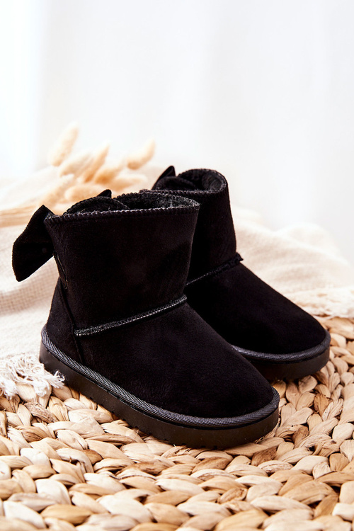 Detské izolované snehové topánky s lukom čiernej lilily