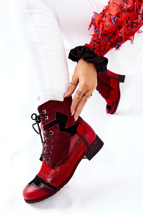 Dámské Boty Maciejka Teplé Kožené červené 04625-08