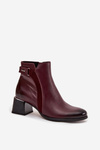 Kožené dámské boty na podpatku s vyhříváním Zazoo 60563 bordó