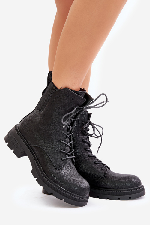 Zateplené boty worker na zip černé Leairae