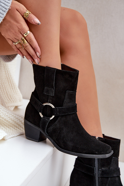 Botičky Z Prírodného Semišu Na Opätku Čierne Zazoo 3444/2