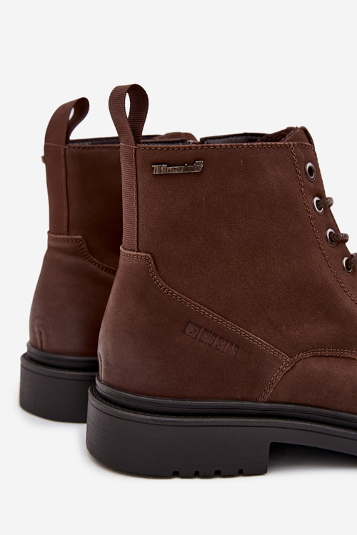 Semišové Zateplené Kotníkové Boty Na Zip Big Star OO174229 Hnědé