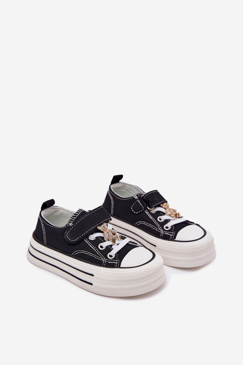 Dívčí Tenisky Se Zlatým Klipem Medvěd Černé Solena