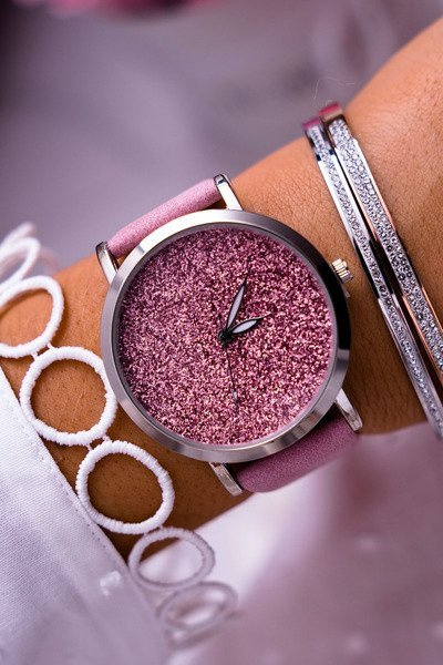 Dámské Hodinky Ernest s Brokátem Růžové Tiguan