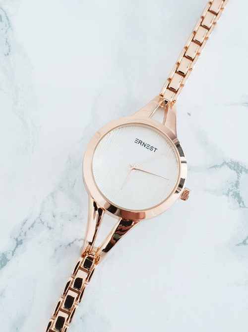 Dámske hodinky Ernest na náramku ružové zlato elegantné