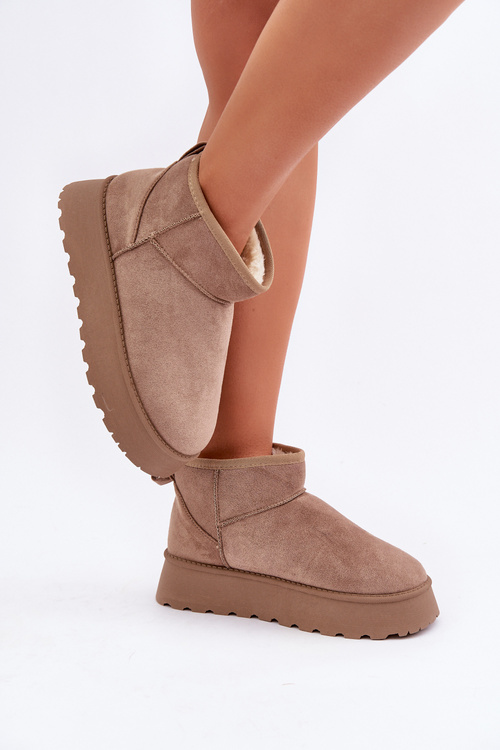 Snehové Topánky Na Platforme Z Eko Semišu Tmavo Béžové Vlivana