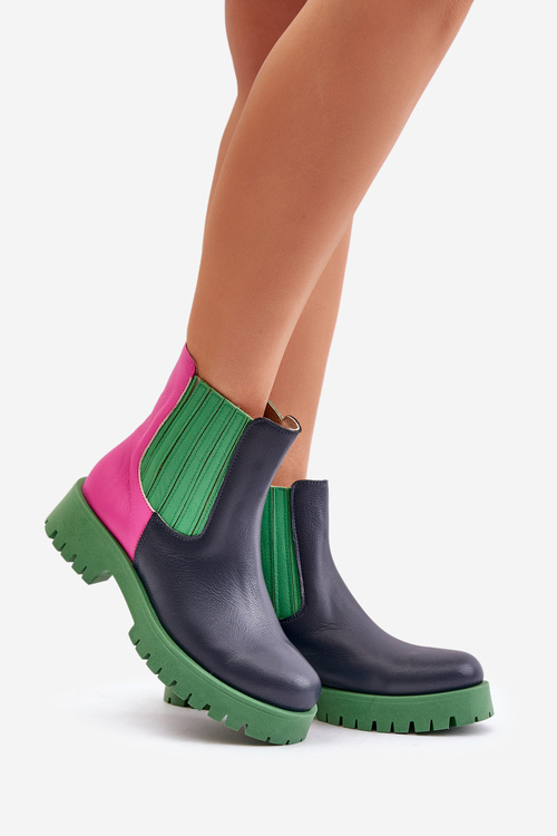 Dámske Boty Na Ploškom Opätku Kožené Lewski 3611 Multikolor