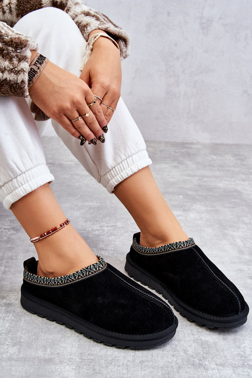 Dámské semišové pantofle s kožíškem černá Buffie