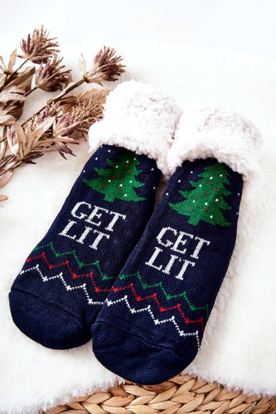 Prázdniny dlhé ponožky vianočný stromček Navy modrý