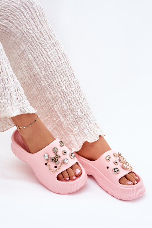 Pěnové Dámské Pantofle Se Zlatými Prstýnky Růžové Hortiana