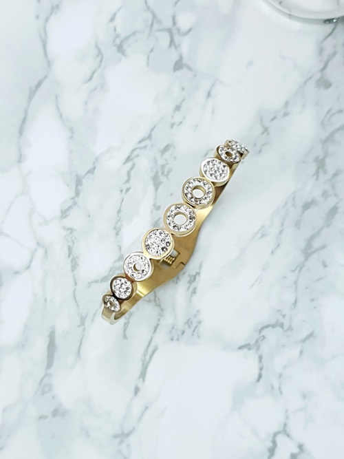 Dámsky oceľový náramok so zirkónmi zlata votieni