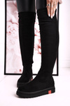 Ženské topánky nad kolenným semišom čierny gracen