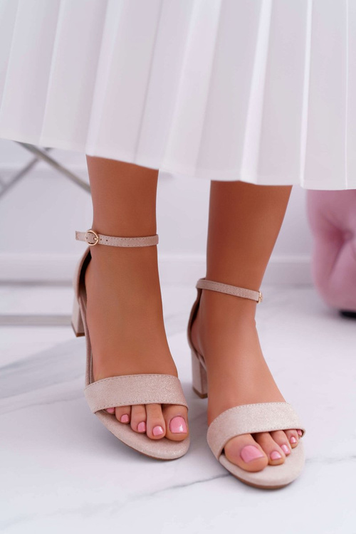 Dámské Sandály Na Podpatku S Brokádou Béžové Nathalie