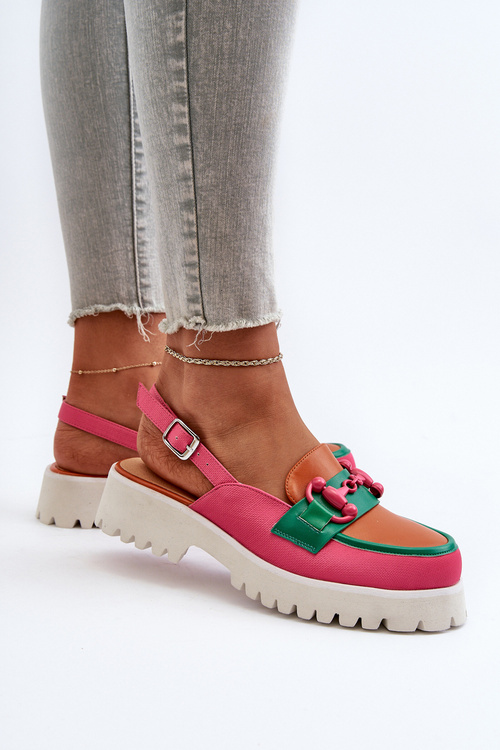 Dámské sandály na ploché podrážce s ozdobou oranžové D&A MR38-656