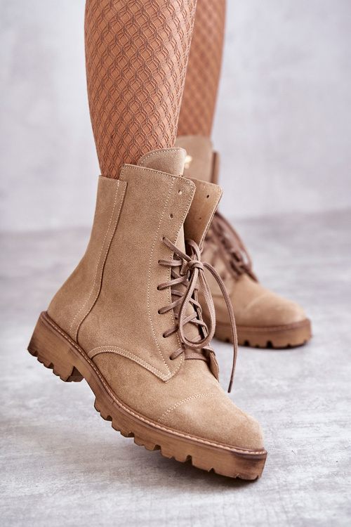 Semišové kozačky na zip Nicole 2754 Béžove