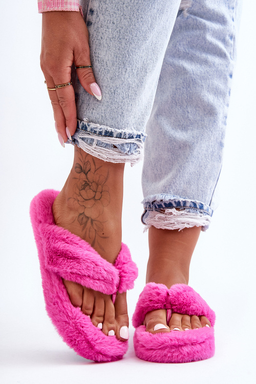 Ženské chlpaté žabky papci fuchsja elma