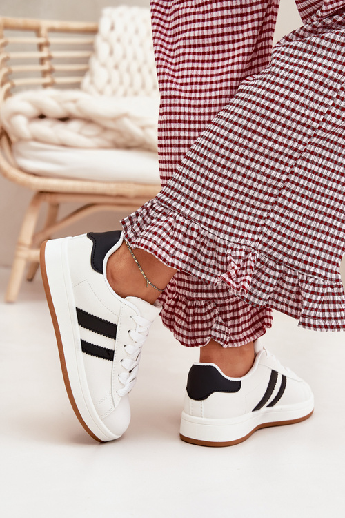 Dámské Sportovní Sneakersy Z Eko Kůže Bílé Ravina