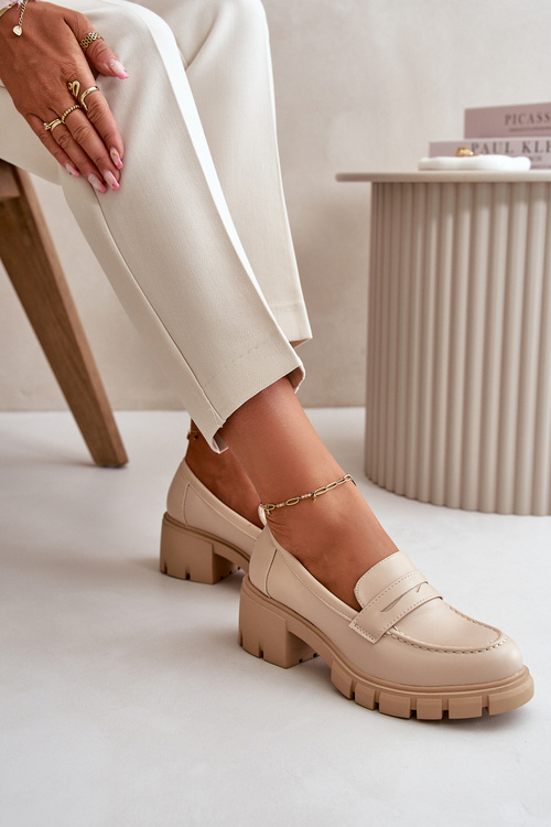 Dámské Polobotky Na Nízkém Podpatku Z Eko Kůže Béžové Menloa