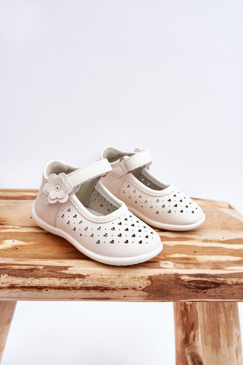 Dětské vysoké prolamované baleríny na suchý zip Bíle Jianna