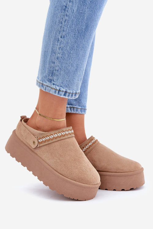 Snehové Topánky S Dekoratívnym Vyšívaním Béžové Selithria