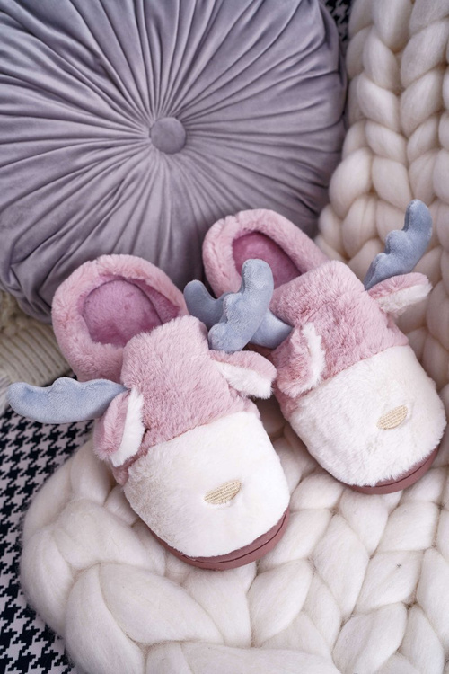 Dámské pantofle s kožešinou sob Růžové Deff