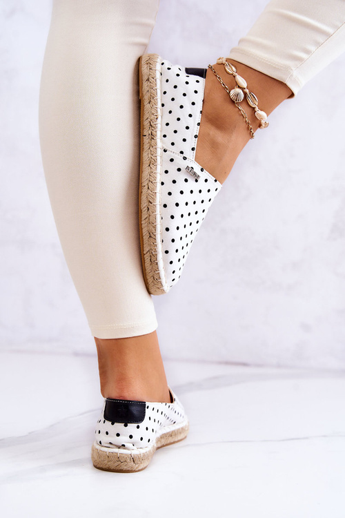 Ženská polka dot espadrilles veľká hviezda jj274870 biela