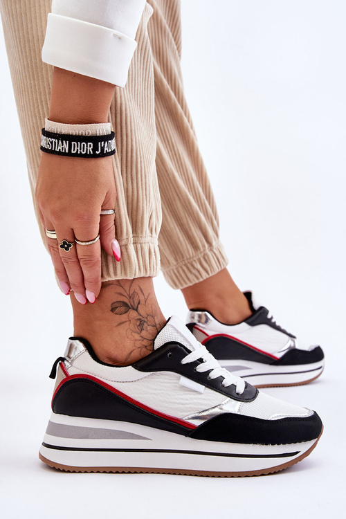 Dámské Tenisky na Klínu A Platformě Bílá A Černá Allen