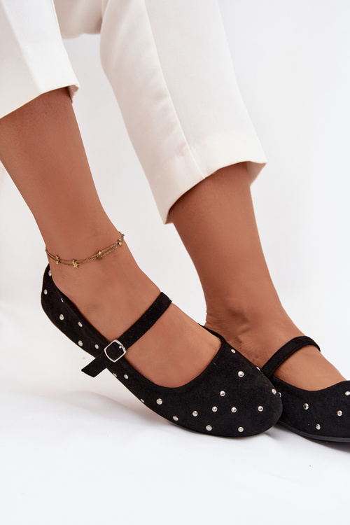 Zdobené dámské baleríny s páskem Černé Olivisse