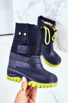 Detské snehové topánky izolované s kožušinou Navy Blue Hot Winter