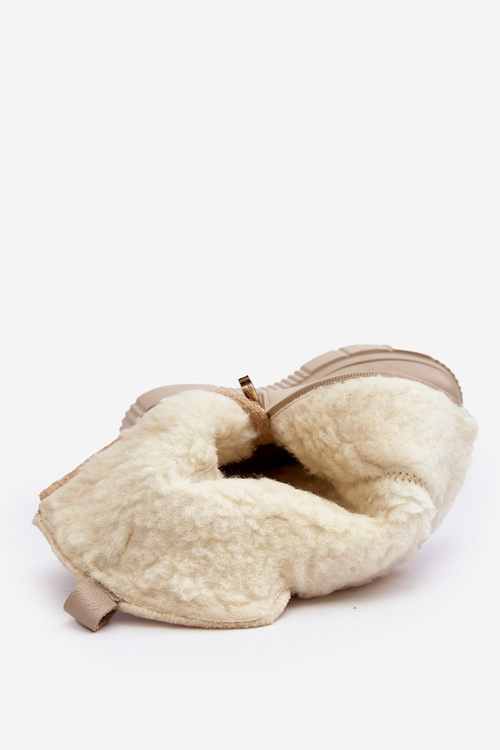 Dámske kožené čižmy s vlnou Zazoo 70121 béžové