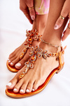 Dámske sandále pre letný oranžový kvet