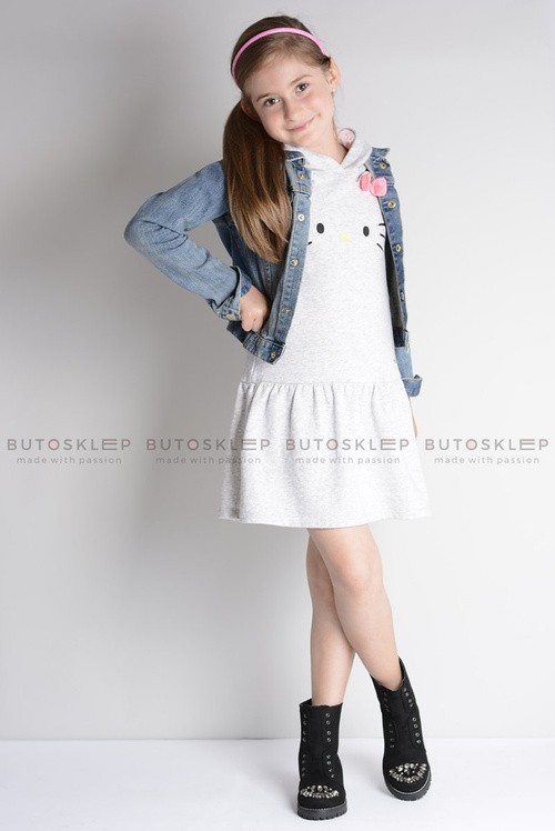 Lu Boo Black Detské členkové topánky so zirkónmi semiš Littlecarrie