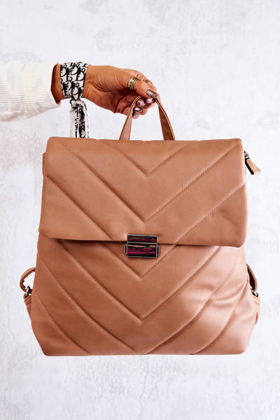 Kožený velký prošívaný batoh Béžovy Gwendie