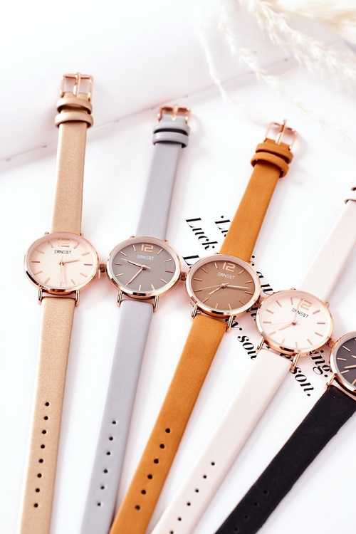 Hodinky Na Koženém řemínku Nickel Free ERNEST Camel