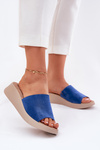 Dámske semišové sandále na klíne Panto Fino Modré RR267041