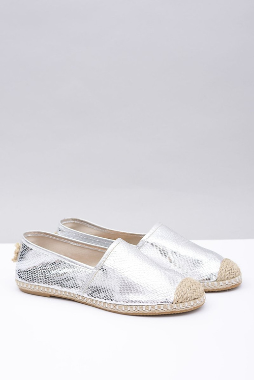 Lu Boo Zasuňte strieborné dámske espadrilles had praay