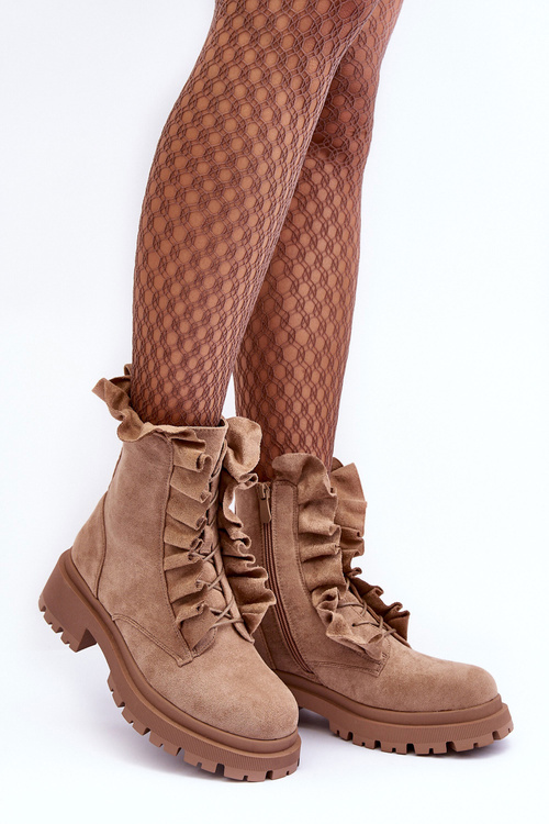 Sumere Izolované topánky s plochými podpätkami béžová zložka