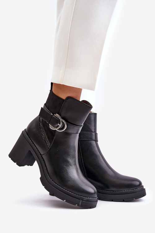 Dámské Boty Na Podpatku Zateplené Na Zip Černé Inabelle