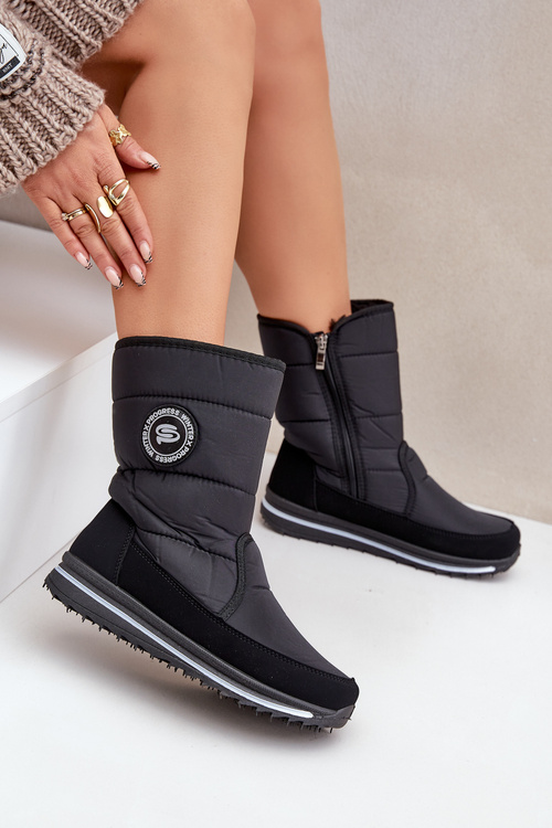 Dámske snehové topánky pre pokrok zipsu progj-21-09 čierna