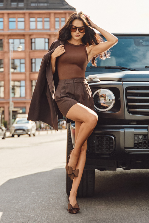 Lodičky s odkrytými patami a mašlí Hnědé Eklevia