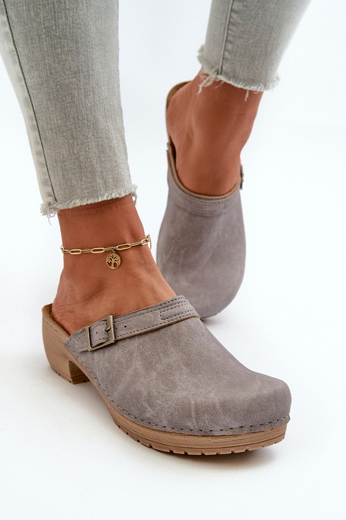 Ženské Pantofle Na Nízkém Podpatku Inblu BL000004 Šedé