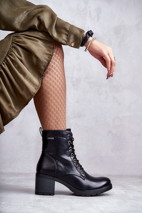 Dámské Kotníkové Boty Na Podpatku černe Dunaff